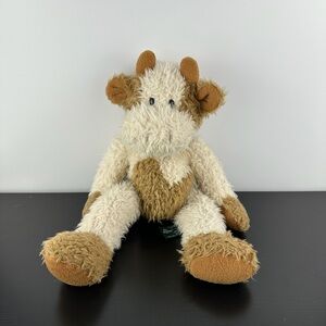 Russ Berrie Rare Tuscany Cow 15” Large Size Brown White Cream Shaggy Bull Plush